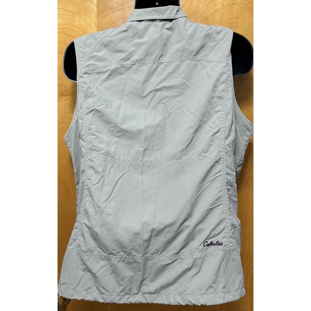Cabela's Womens Full Zip Nylon Outerwear Vest Adjustable Pockets Beige Sz XL - Picture 2 of 9